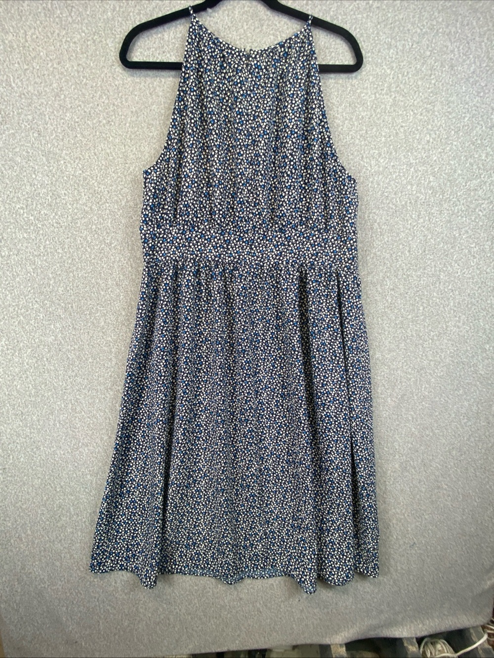 Ann Taylor Ditsy Floral Midi Dress Women Sz 14 spaghetti High Neck Sleeveless - Picture 9 of 12